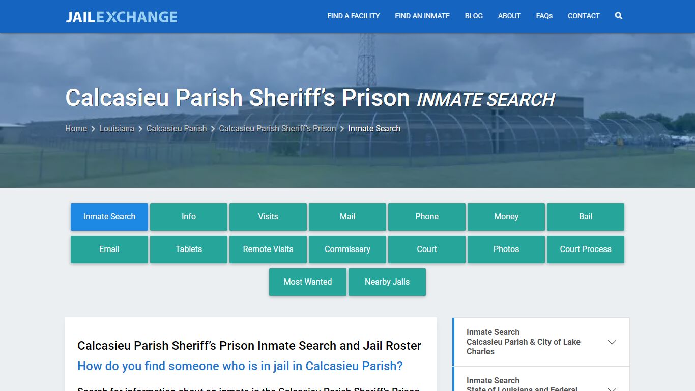 Calcasieu Parish Sheriff’s Prison Inmate Search - Jail Exchange